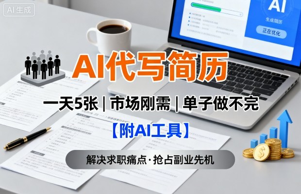 AI代写简历，一天5张，今年找工作难，市场刚需，单子做不完【附AI工具】-百盟网