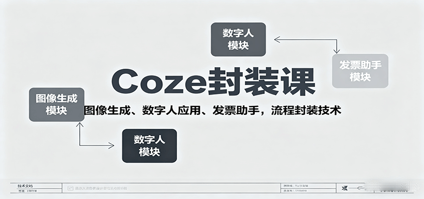 Coze封装课，图像生成、数字人应用、发票助手，流程封装技术-百盟网