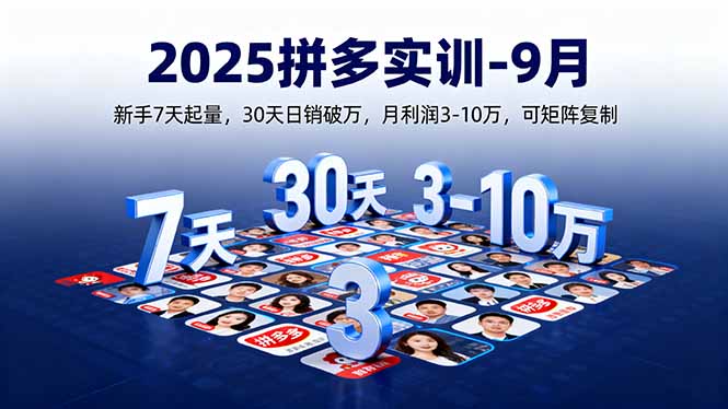 2025拼多多实训-9月：新手7天起量,30天日销破万,月利润3-10万,可矩阵复制-百盟网