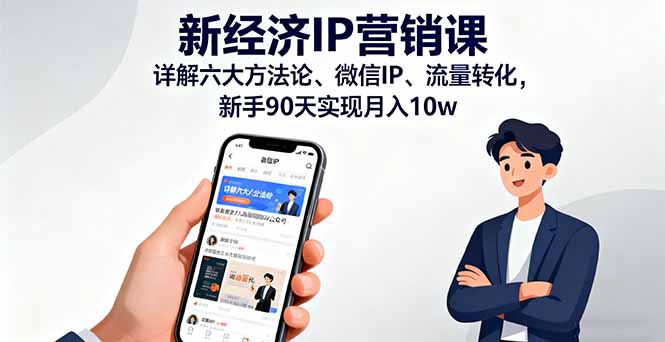 新经济IP营销课：详解六大方法论、微信IP、流量转化，新手90天实现月入10w-百盟网