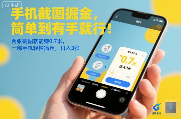手机截图掘金，简单到有手就行！两张截图就能賺0.7米，一部手机轻松搞定，日入3张【揭秘】-百盟网