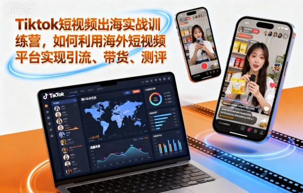 Tiktok短视频出海实战训练营，如何利用海外短视频平台实现引流、带货、测评-百盟网