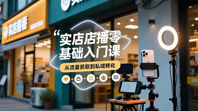 实体店播零基础入门课，实体店+短视频+直播+微信生态+私域社群，从流量获取到私域转化-百盟网