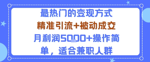 小众赛道玩法：当下最热门的变现方式，精准引流+被动成交月利润5k+操作简单，适合兼职人群-百盟网