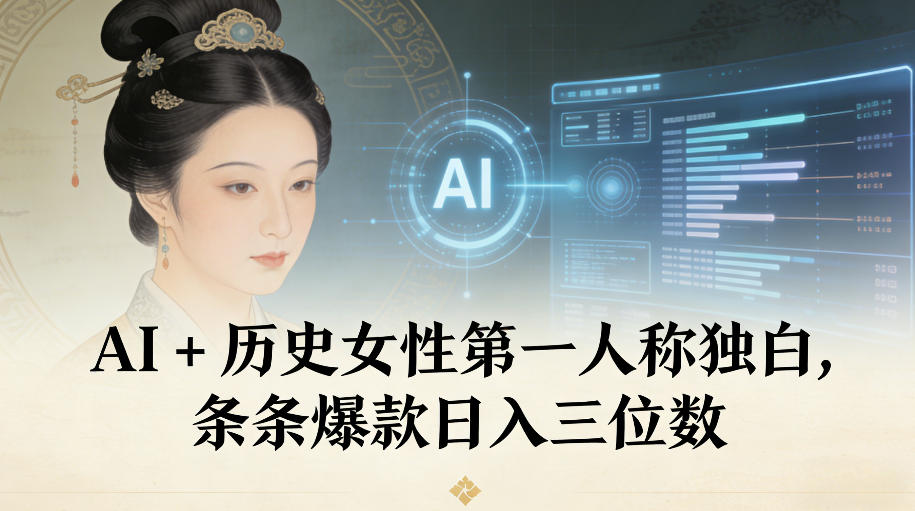 AI+历史女性第一人称独白，条条爆款日入三位数-百盟网