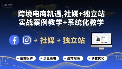 跨境电商新机遇，社媒+独立站，实战案例教学+系统化教学-百盟网