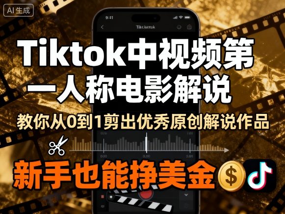Tiktok中视频第一人称电影解说，教你从0到1剪出一个优秀的原创解说作品，新手也能挣美金-百盟网
