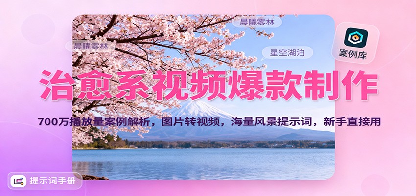 治愈系视频爆款制作,700万播放量案例解析,图片转视频,海量风景提示词,新手直接用-百盟网