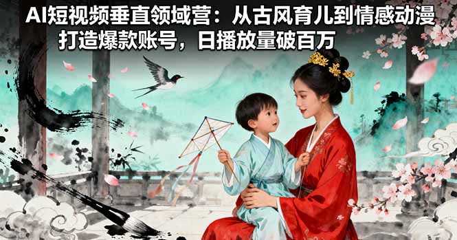 AI短视频垂直领域营：从古风育儿到情感动漫，打造爆款账号,日播放量破百万-百盟网