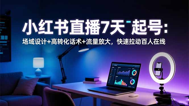 小红书直播7天起号：场域设计+高转化话术+流量放大，快速拉动百人在线-百盟网