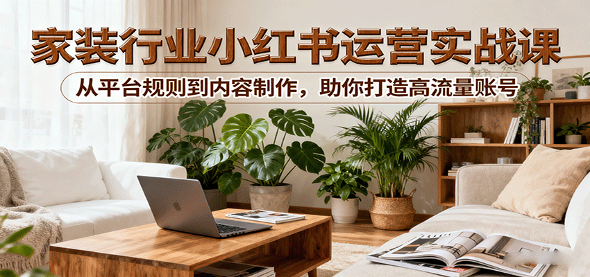 小红书家装行业运营实战课：从平台规则到内容制作，助你打造高流量账号-百盟网