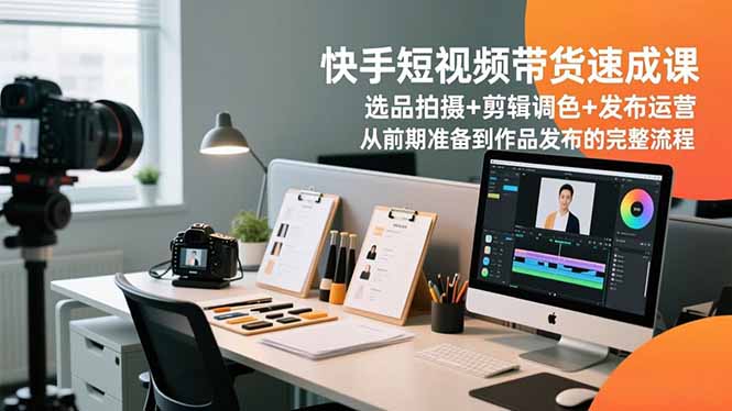 快手短视频带货速成课，选品拍摄+剪辑调色+发布运营，从前期准备到作品发布的完整流程-百盟网