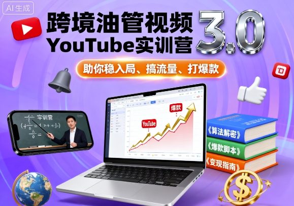 跨境油管视频YouTube实训营3.0，助你稳入局、搞流量、打爆款-百盟网
