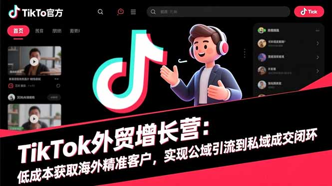 TikTok外贸增长营：低成本获取海外精准客户，实现公域引流到私域成交闭环-百盟网