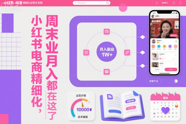 小红书电商精细化运营全流程，周末副业月入1W+，全套方法都在这了-百盟网