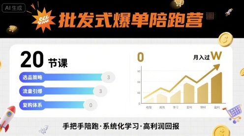批发式爆单陪跑营，20节课带你实现批发式爆单，带你经松月入过W-百盟网