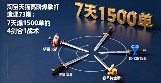 淘宝天猫高阶爆款打造课73期：7天爆1500单的4剑合1战术-百盟网