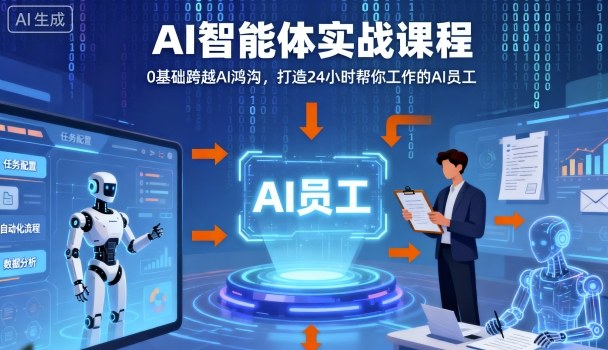 Ai智能体实战课程，0基础跨越Ai鸿沟，打造24小时帮你工作的Ai员工，打破常规，以实战定义Ai-百盟网