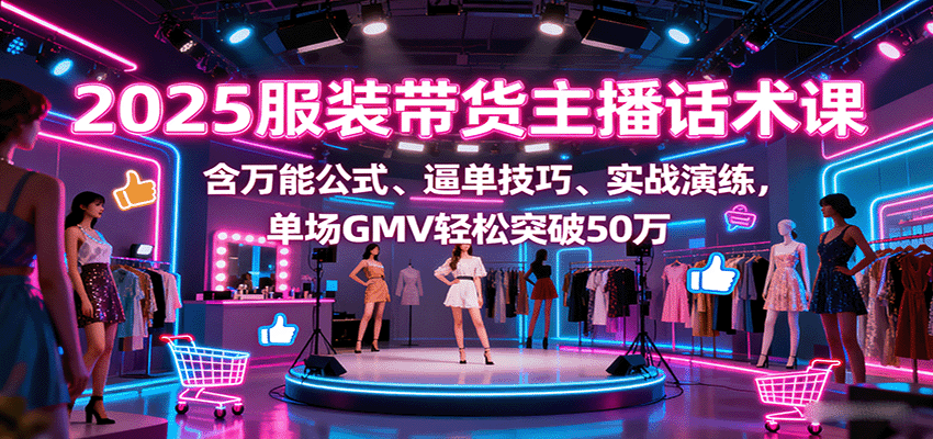 2025服装带货主播话术课，含万能公式、逼单技巧、实战演练，单场GMV轻松突破50万-百盟网
