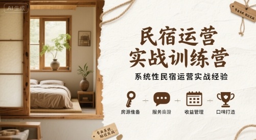 民宿运营实战训练营，系统性民宿运营实战经验-百盟网