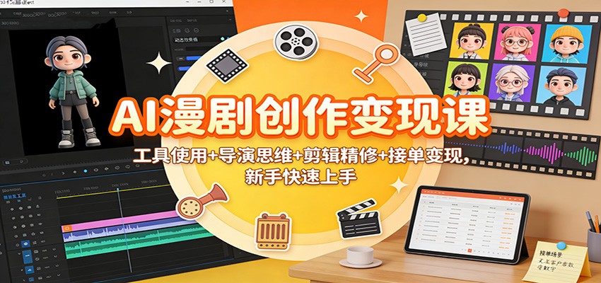 AI漫剧创作变现课:工具使用+导演思维+剪辑精修+接单变现,新手快速上手-百盟网