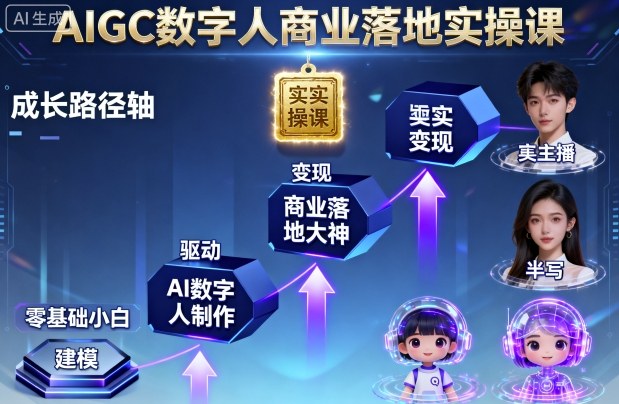 AIGC数字人商业落地实操课，从零基础小白到AI数字人大神-百盟网