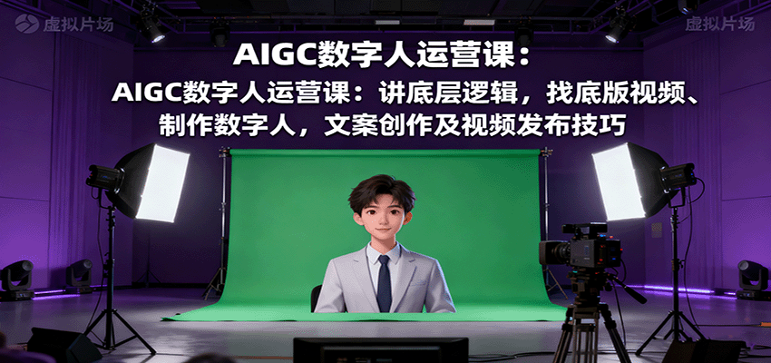 AIGC数字人运营课：讲底层逻辑，找底版视频、制作数字人，文案创作及视频发布技巧-百盟网
