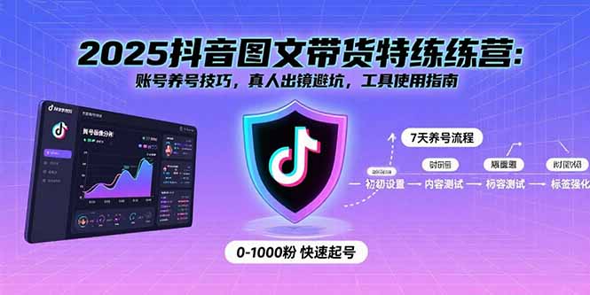 2025抖音图文带货特练营：账号养号技巧，真人出镜避坑，工具使用指南-百盟网