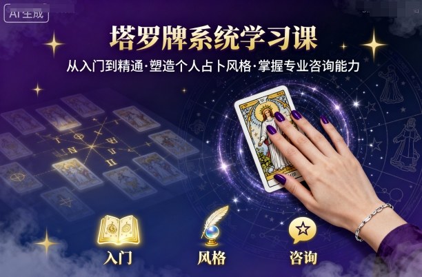 塔罗牌系统学习课，助你从入门到精通，塑造个人占卜风格，掌握专业咨询能力-百盟网