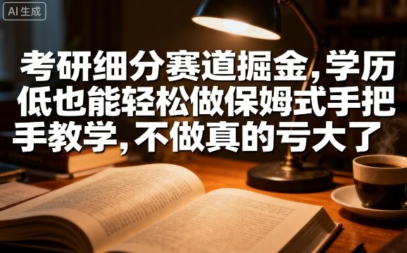 考研细分赛道掘金，日入1k+，学历低也能轻松做保姆式手把手教学，不做真的亏大了【揭秘】-百盟网
