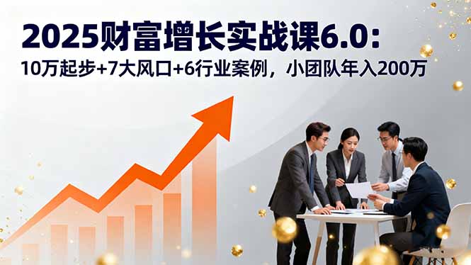 2025财富增长实战课6.0：10万起步+7大风口+6行业案例，小团队年入200万-百盟网