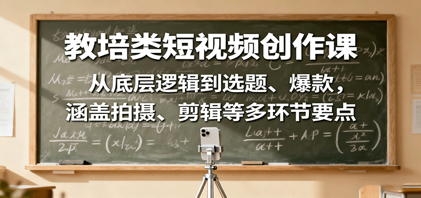 教培类短视频创作课：从底层逻辑到选题、爆款，涵盖拍摄、剪辑等多环节要点-百盟网