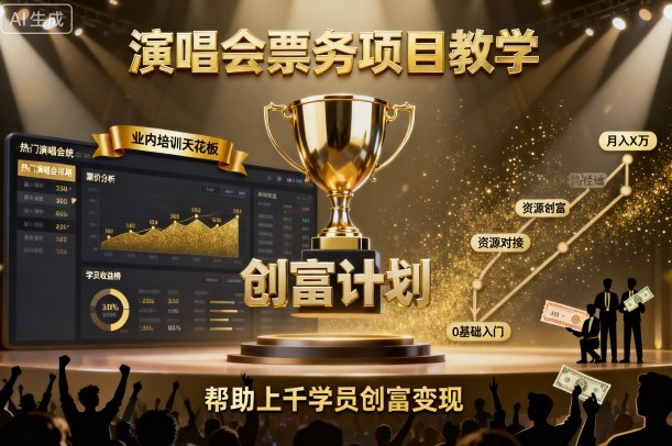 演唱会票务项目教学，业内培训天花板，帮助上千学员创富变现-百盟网