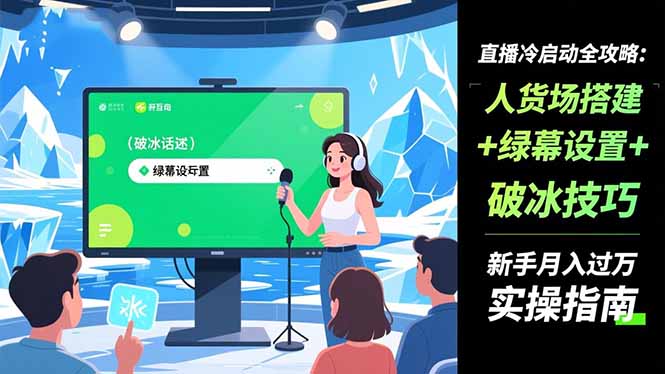 直播冷启动全攻略:人货场搭建+绿幕设置+破冰技巧，新手月入过万实操指南-百盟网