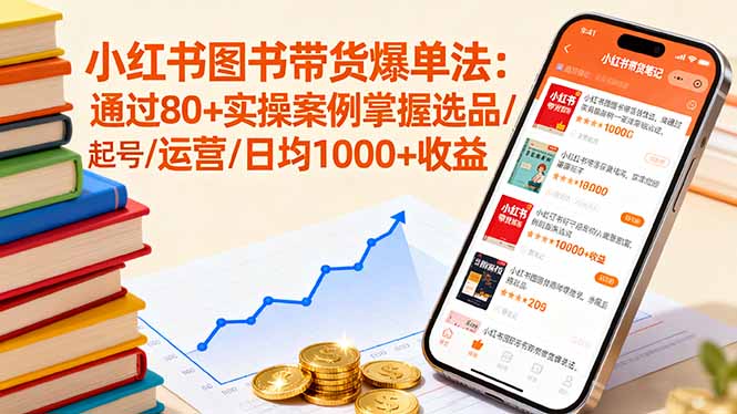 小红书图书带货爆单法：通过80+实操案例掌握选品/起号/运营/日均1000+收益-百盟网