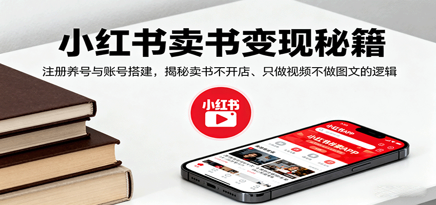 小红书卖书变现秘籍，注册养号与账号搭建，揭秘卖书不开店、只做视频不做图文的逻辑-百盟网