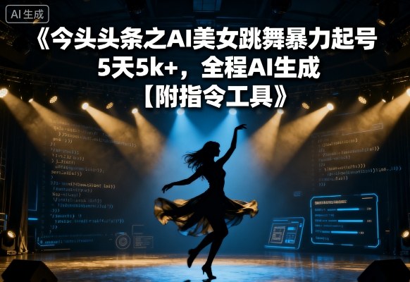 今日头条之AI美女跳舞暴力起号，5天1k+，全程AI生成【附指令工具】-百盟网