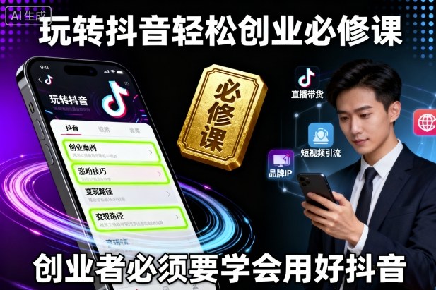玩转抖音轻松创业必修课，创业者必须要学会用好抖音-百盟网
