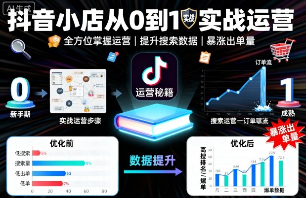 抖音小店从0到1实战运营，帮你全方位掌握小店运营，提升搜索数据与出单量-百盟网