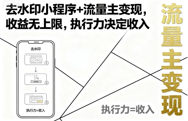 去水印小程序+流量主变现，收益无上限，执行力决定收入-百盟网