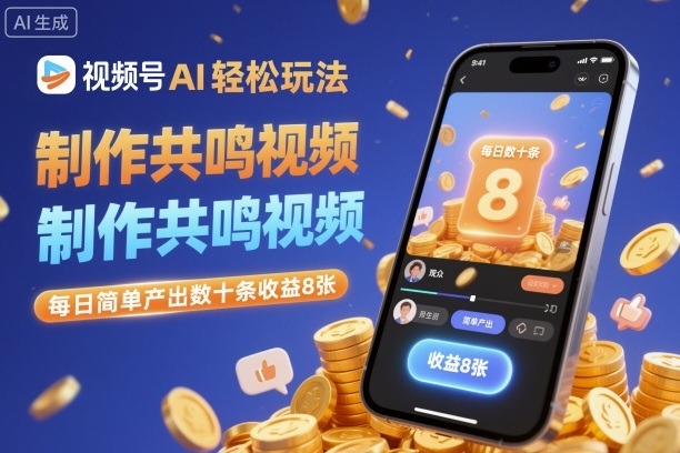 视频号AI轻松玩法，制作共鸣视频，每日简单产出数十条收益8张-百盟网
