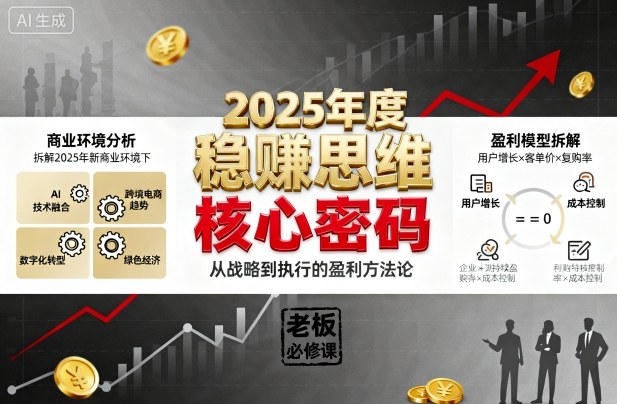 2025年度稳賺思维老板创业营，拆解2025年新商业环境下，企业实现持续盈利的核心密码-百盟网