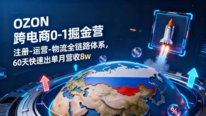 OZON跨境电商0-1掘金营:注册-运营-物流全链路体系,60天快速出单月营收8w-百盟网
