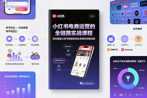小红书电商运营的全链路实战课程，系统覆盖从账号搭建到商业变现的完整流程-百盟网