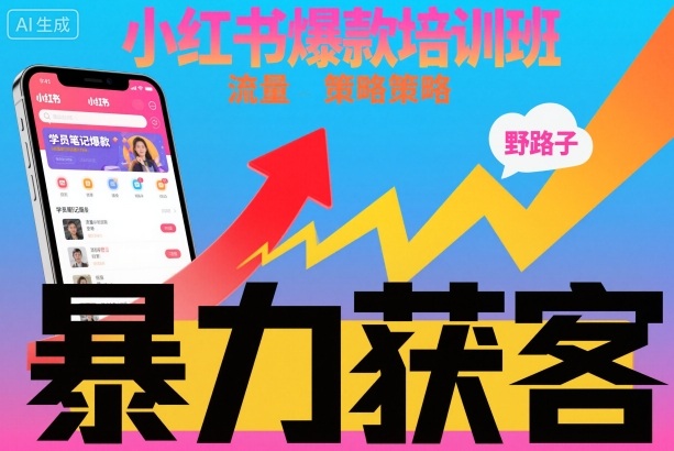 小红书爆款培训班,小红书获客野路子流量打法,暴力持续获客-百盟网