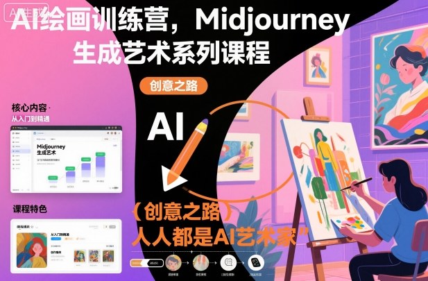 AI绘画训练营,Midjourney生成艺术系列课程,人人都是AI艺术家-百盟网
