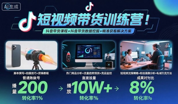 短视频带货训练营，抖音带货课程+抖音带货数据挖掘+精准获客解决方案-百盟网