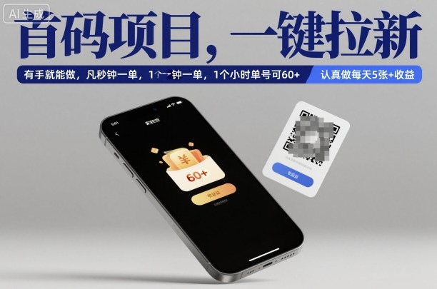 首码项目,一键拉新,有手就能做,几秒钟一单,1个小时单号可60+,认真做每天5张+收益【揭秘】-百盟网