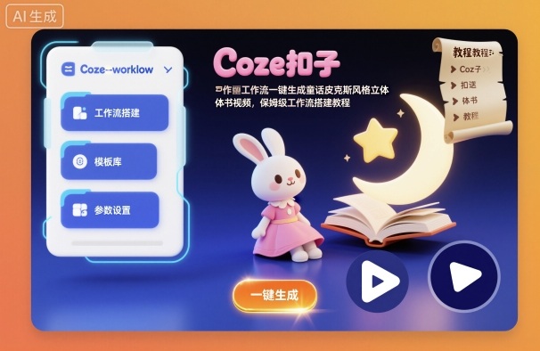 Coze扣子工作流一键生成童话皮克斯风格立体书视频,保姆级工作流搭建教程-百盟网