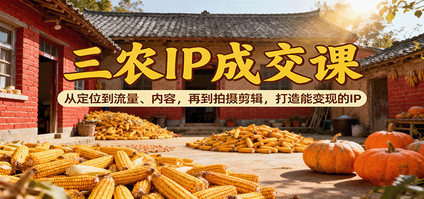三农IP成交课：从定位到流量、内容，再到拍摄剪辑，打造能变现的IP-百盟网